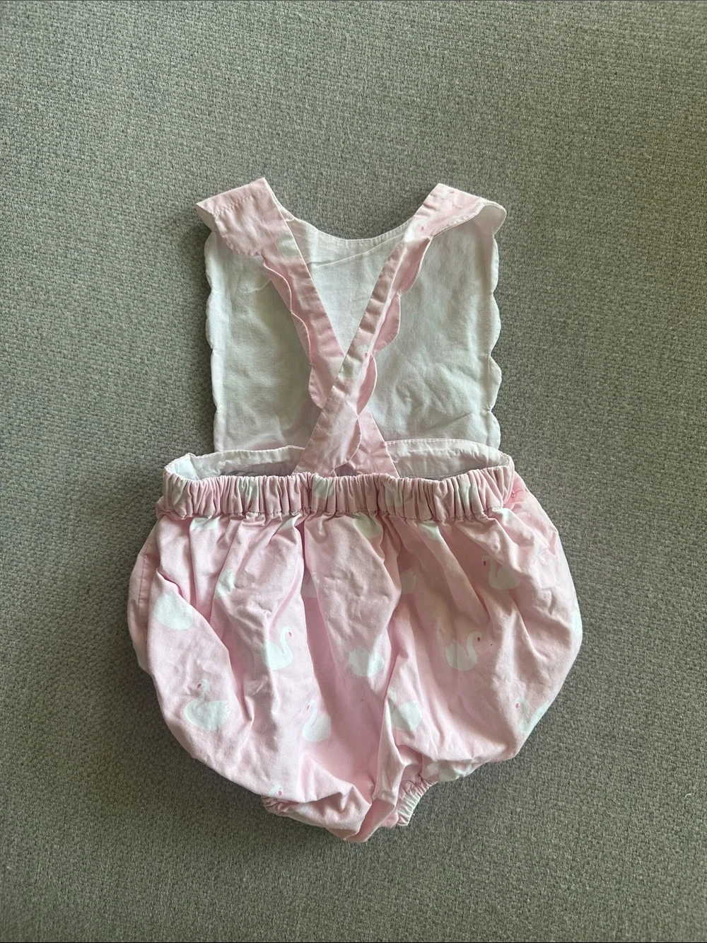 Jacadi Pink Swan Print Bubble Romper 6m